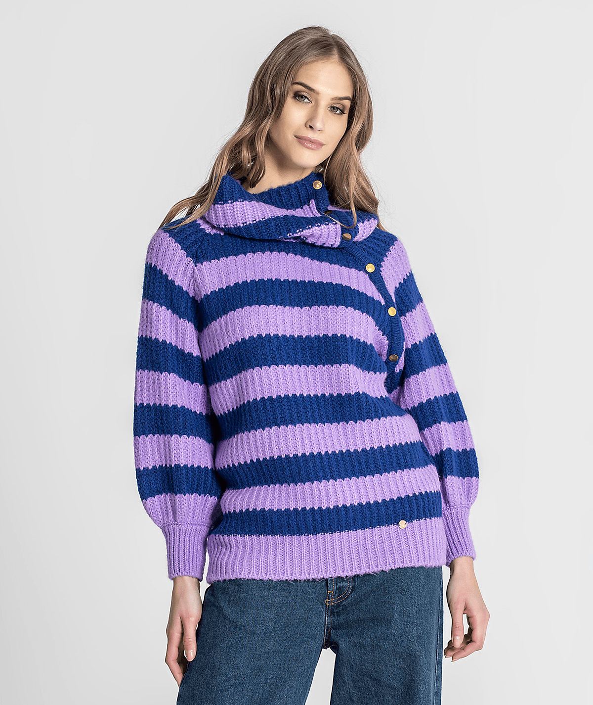 Camisola com riscas e molas na gola RÜGA