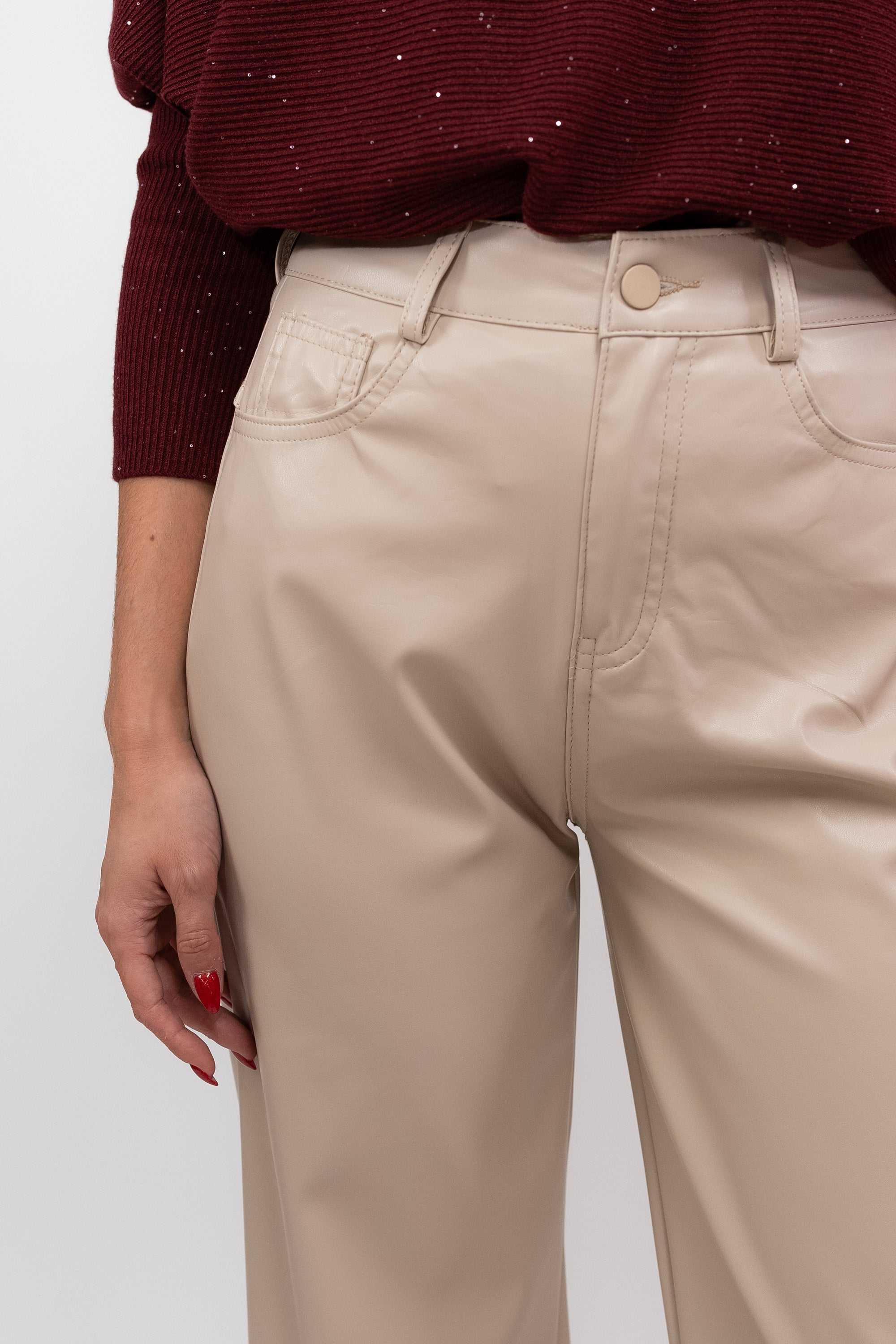 Pantalones anchos de piel sintética