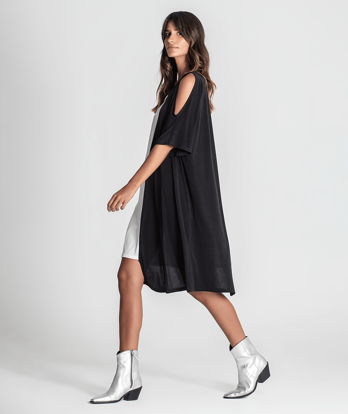 Vestido decote redondo bicolor RÜGA