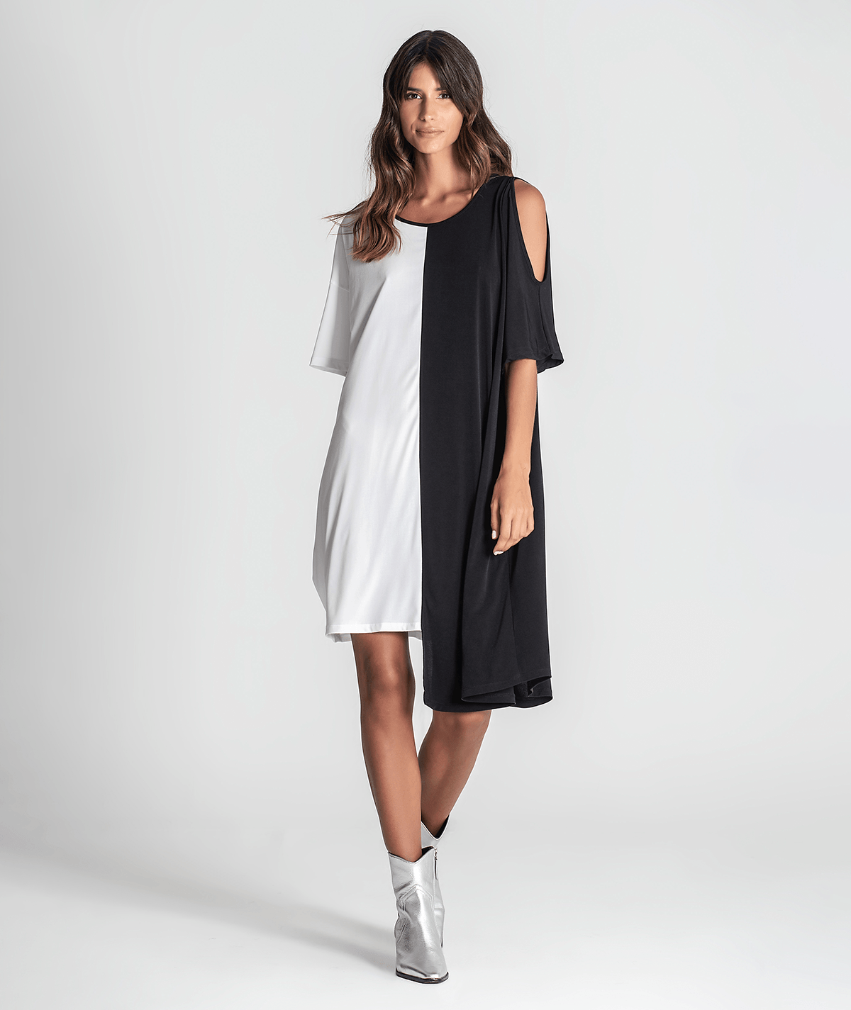 Vestido decote redondo bicolor RÜGA