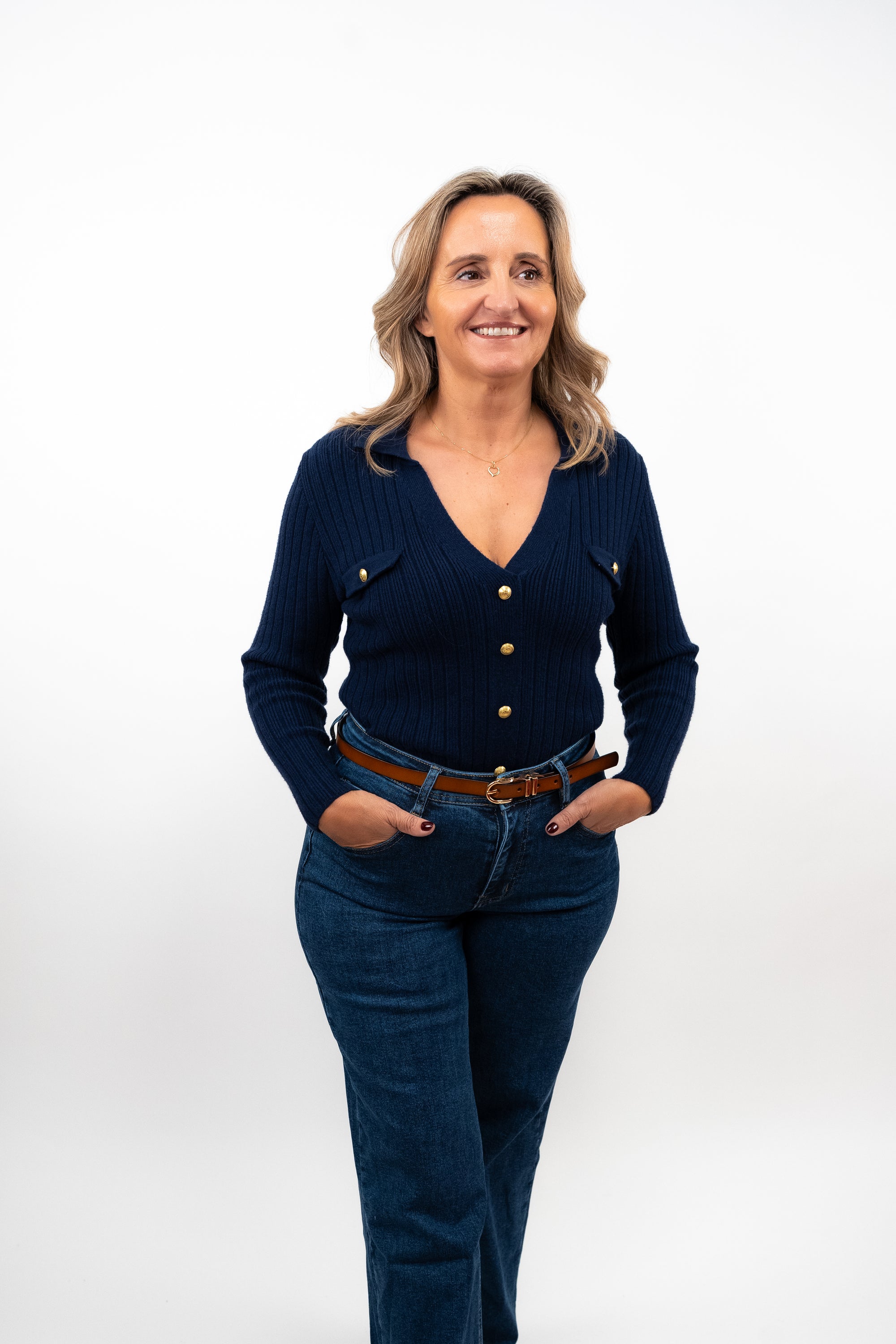 Sweater with Gold Buttons