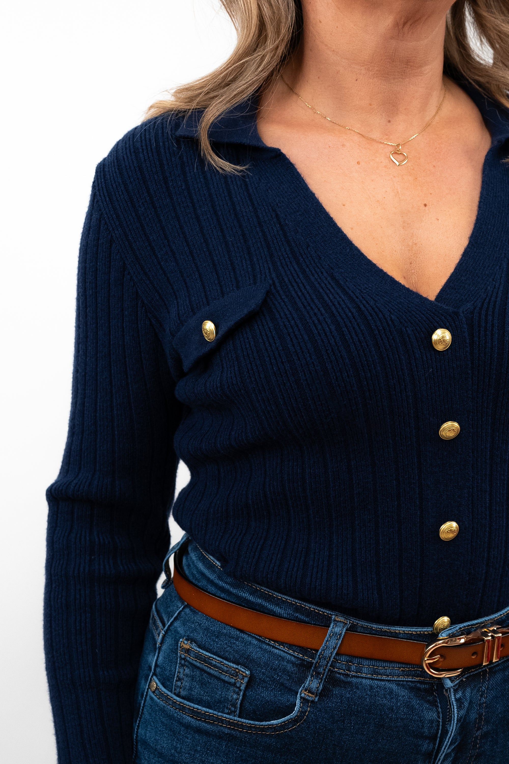 Sweater with Gold Buttons