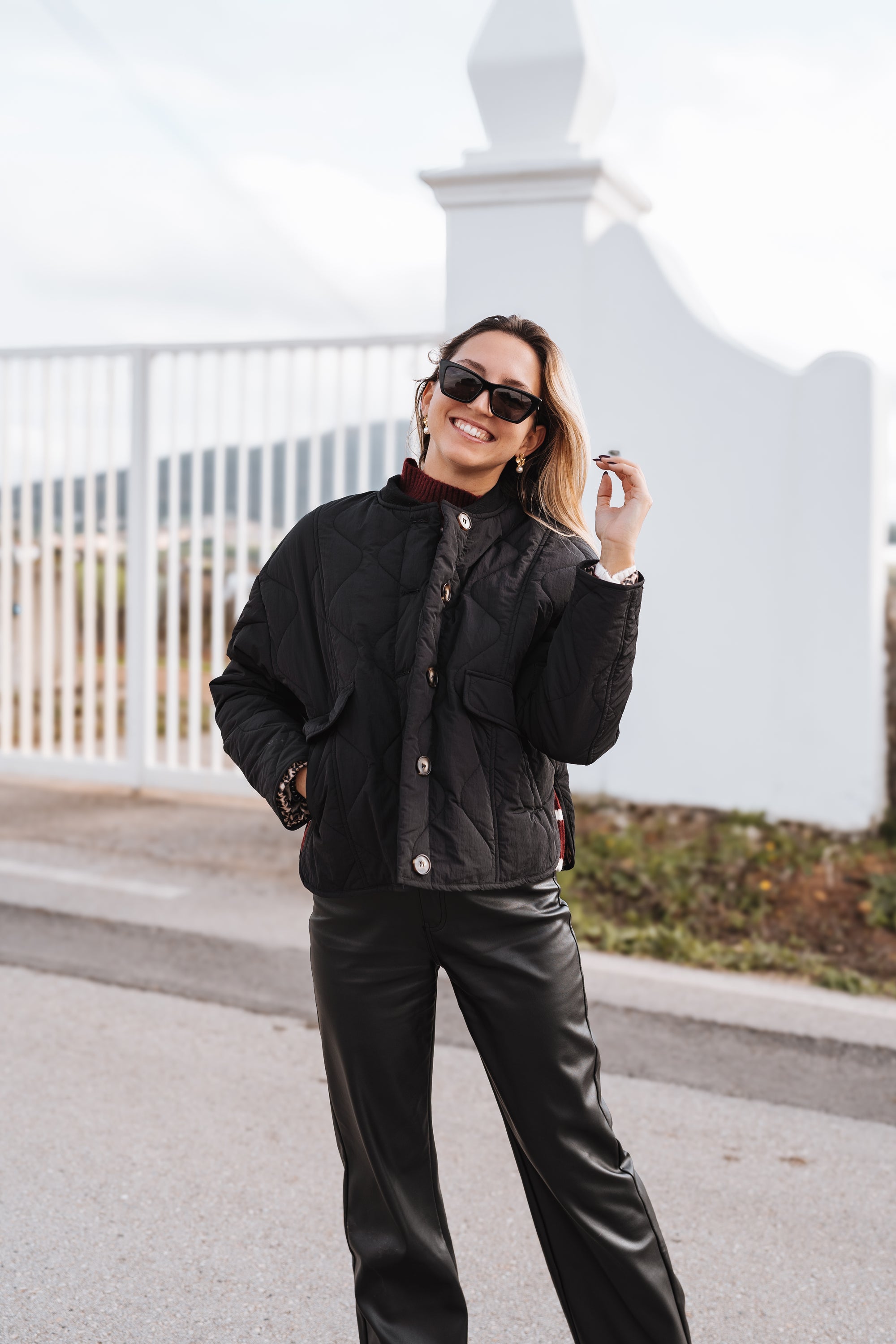 Bomber Jacket with Animal Print Lining