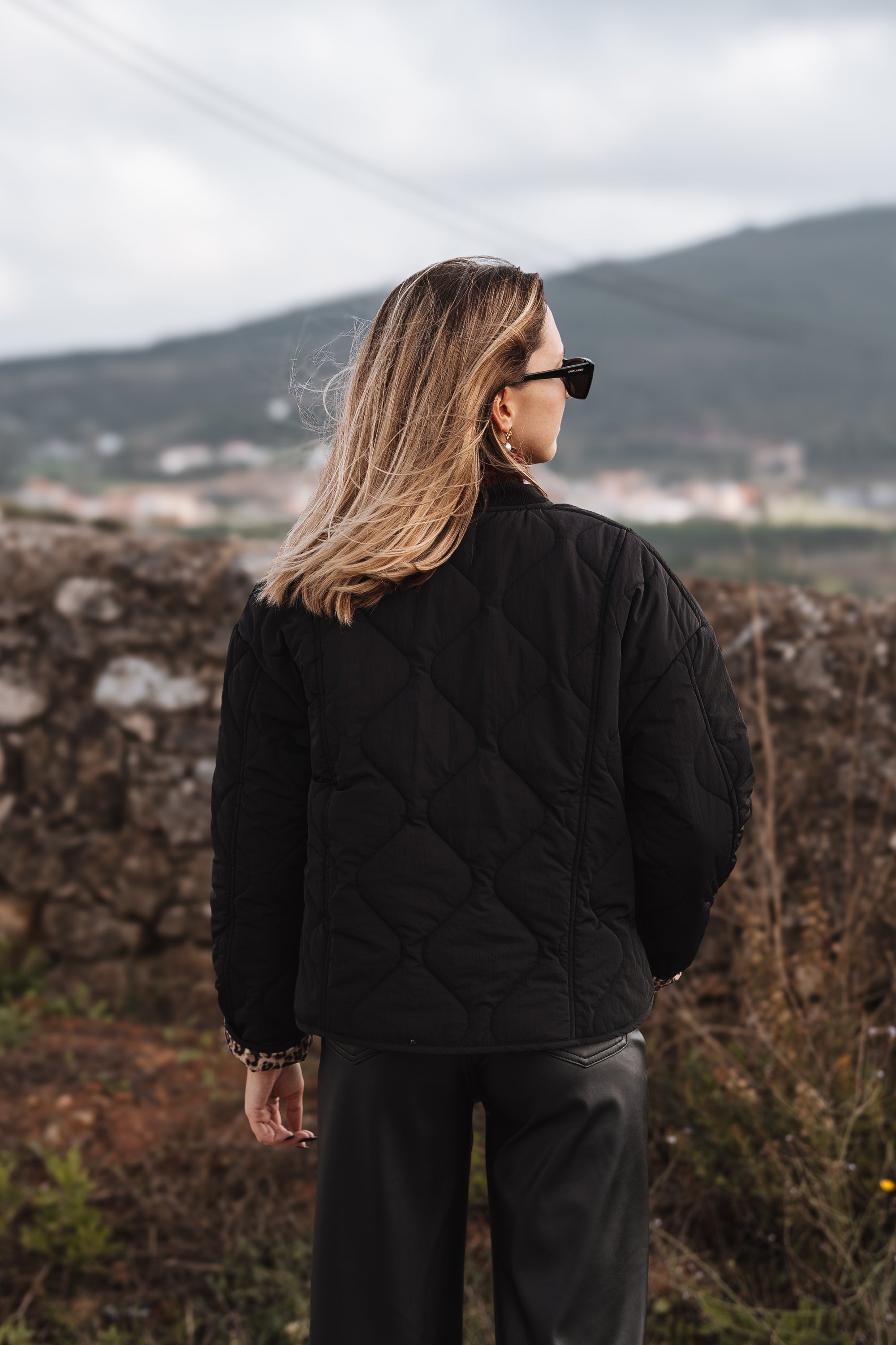 Bomber Jacket with Animal Print Lining
