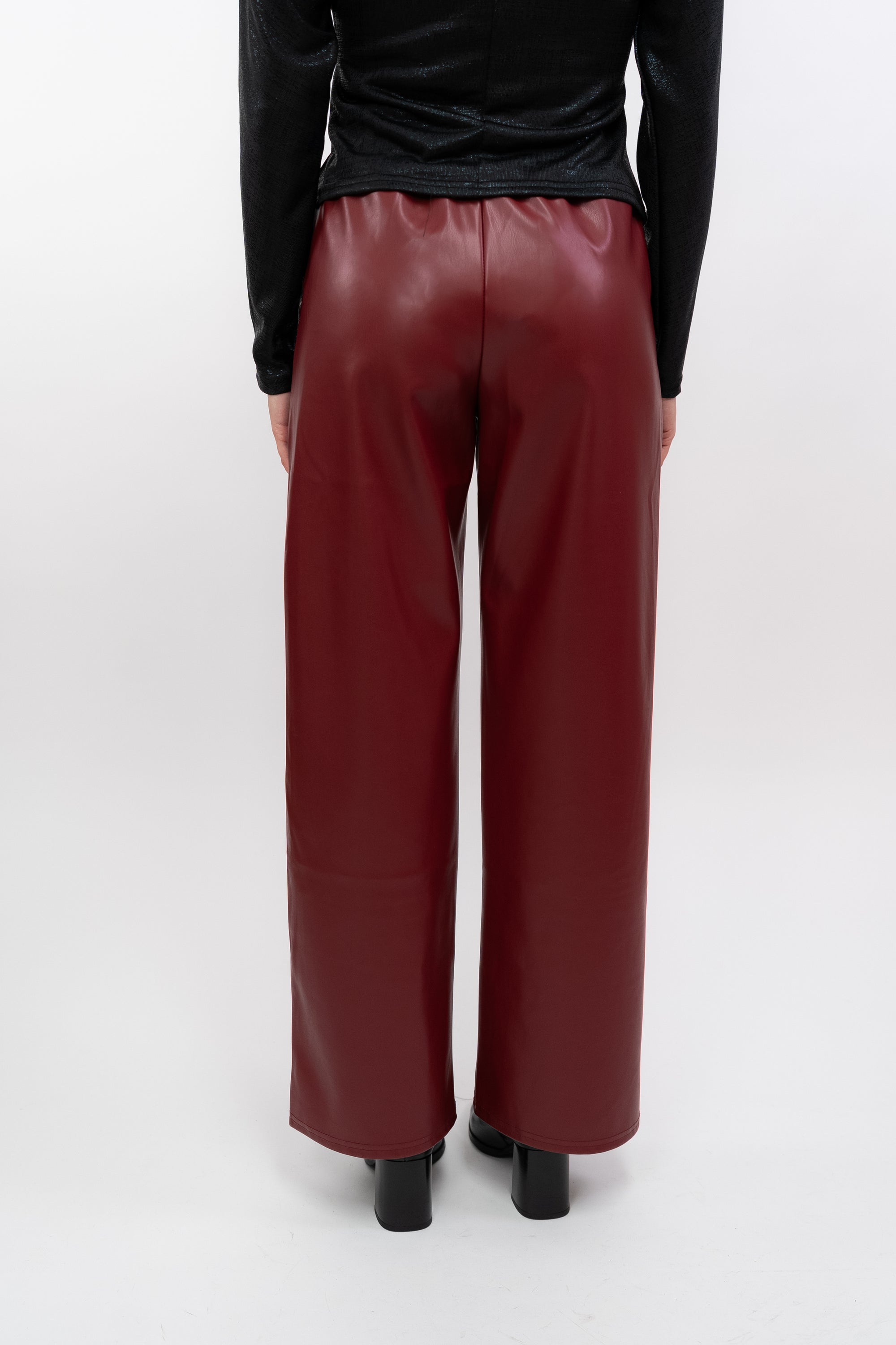 Wide-Leather Trousers with Elastic