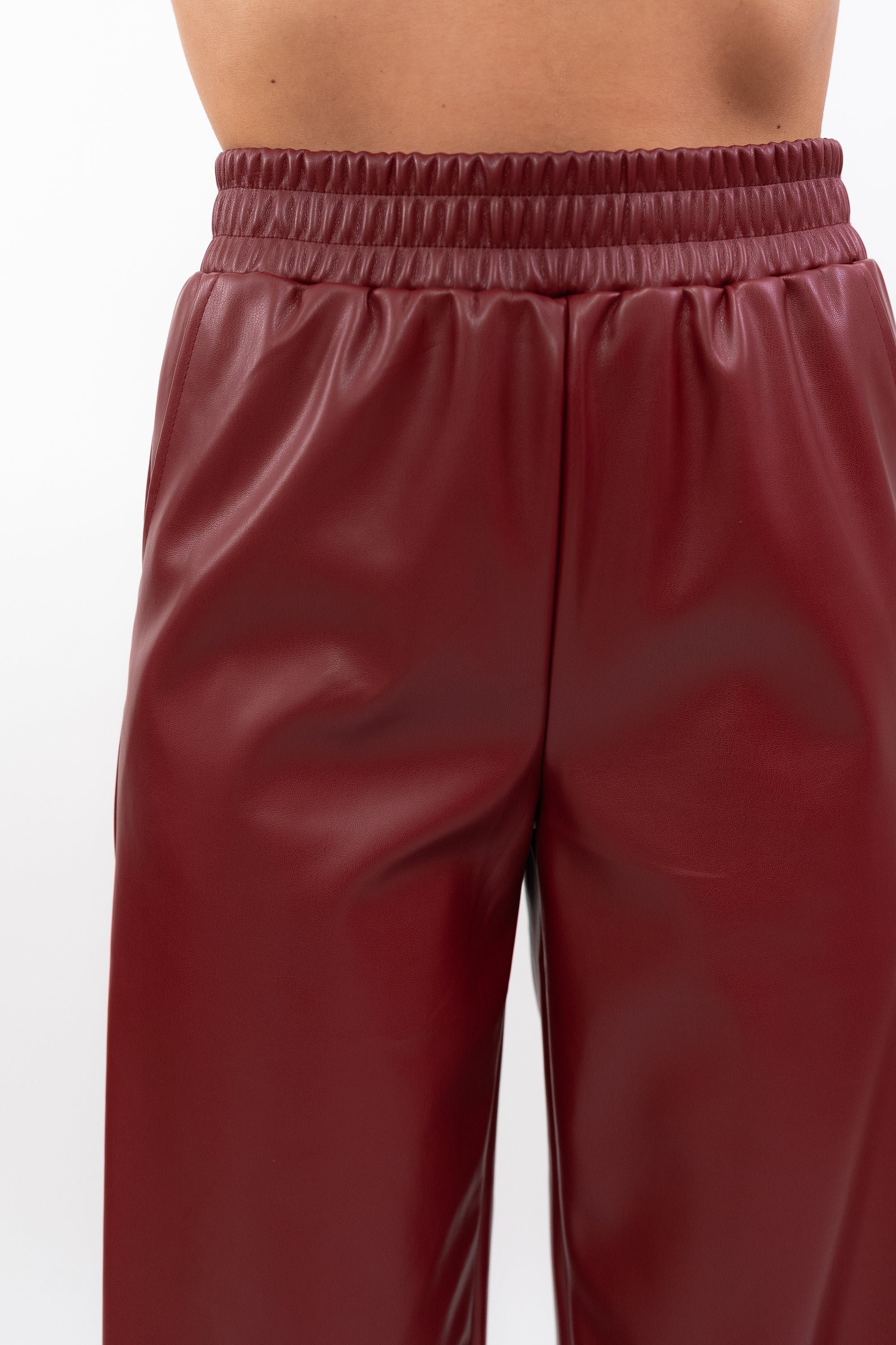 Wide-Leather Trousers with Elastic