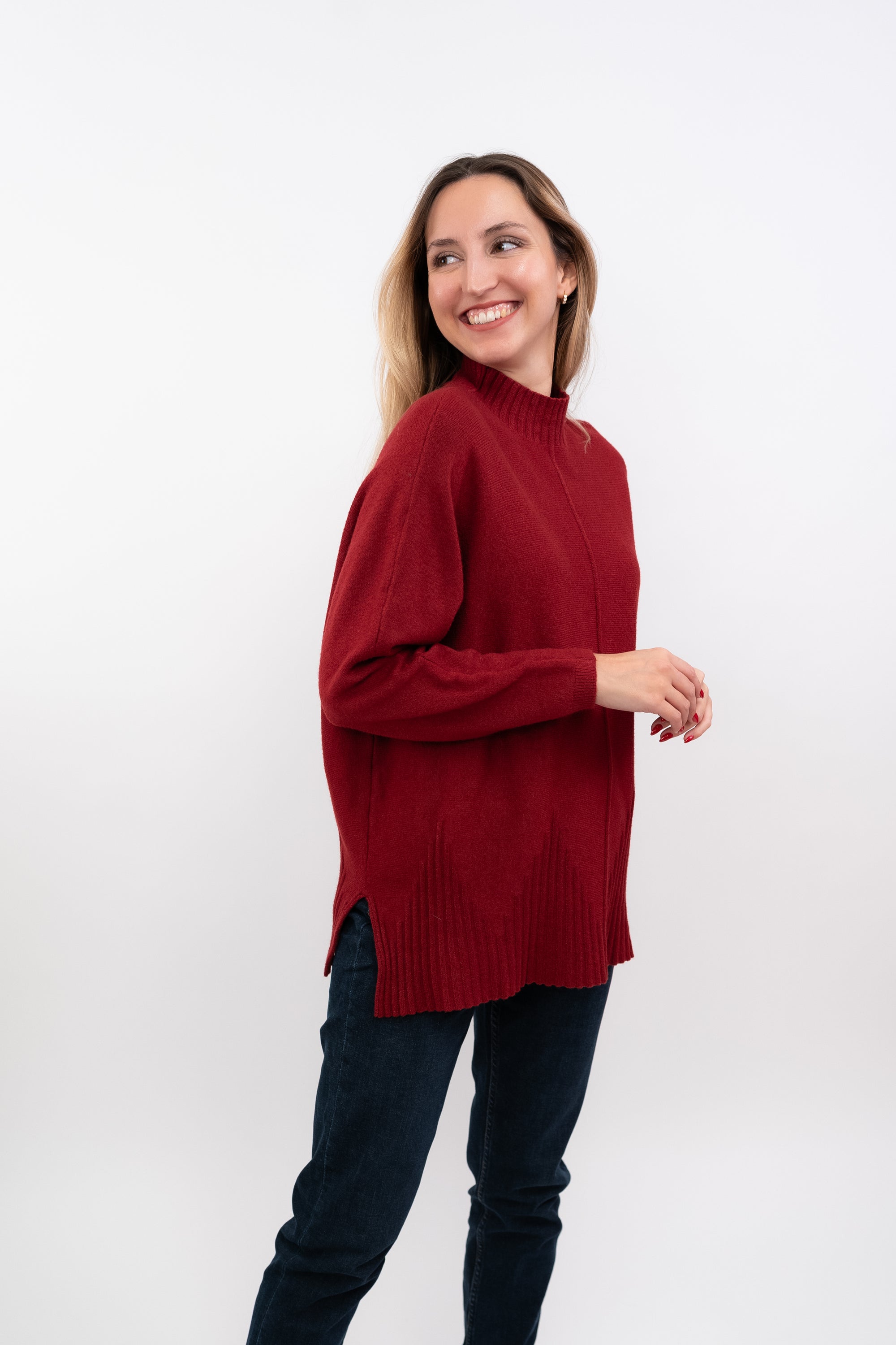 Knitted Sweater with Half Collar