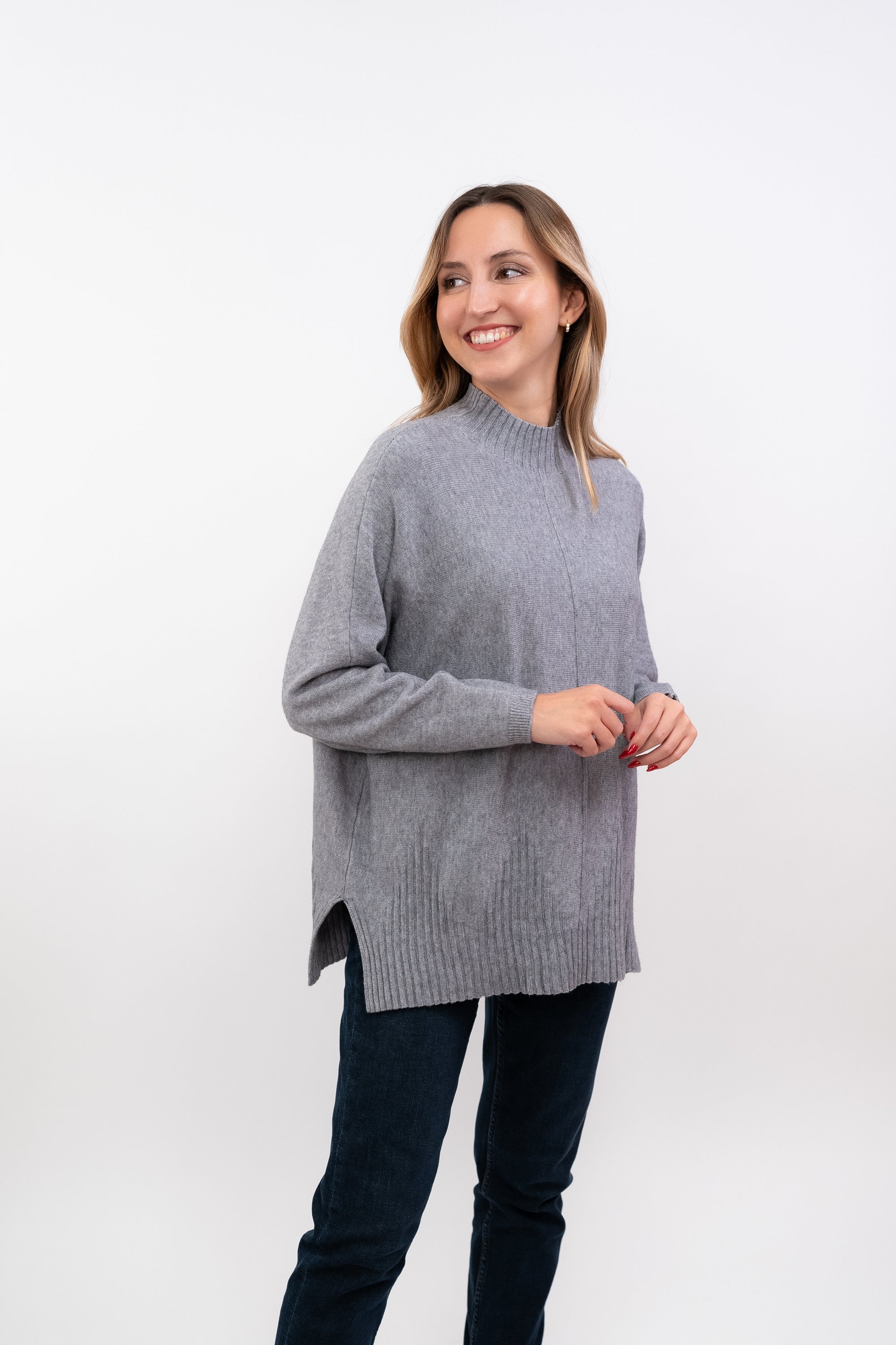 Knitted Sweater with Half Collar