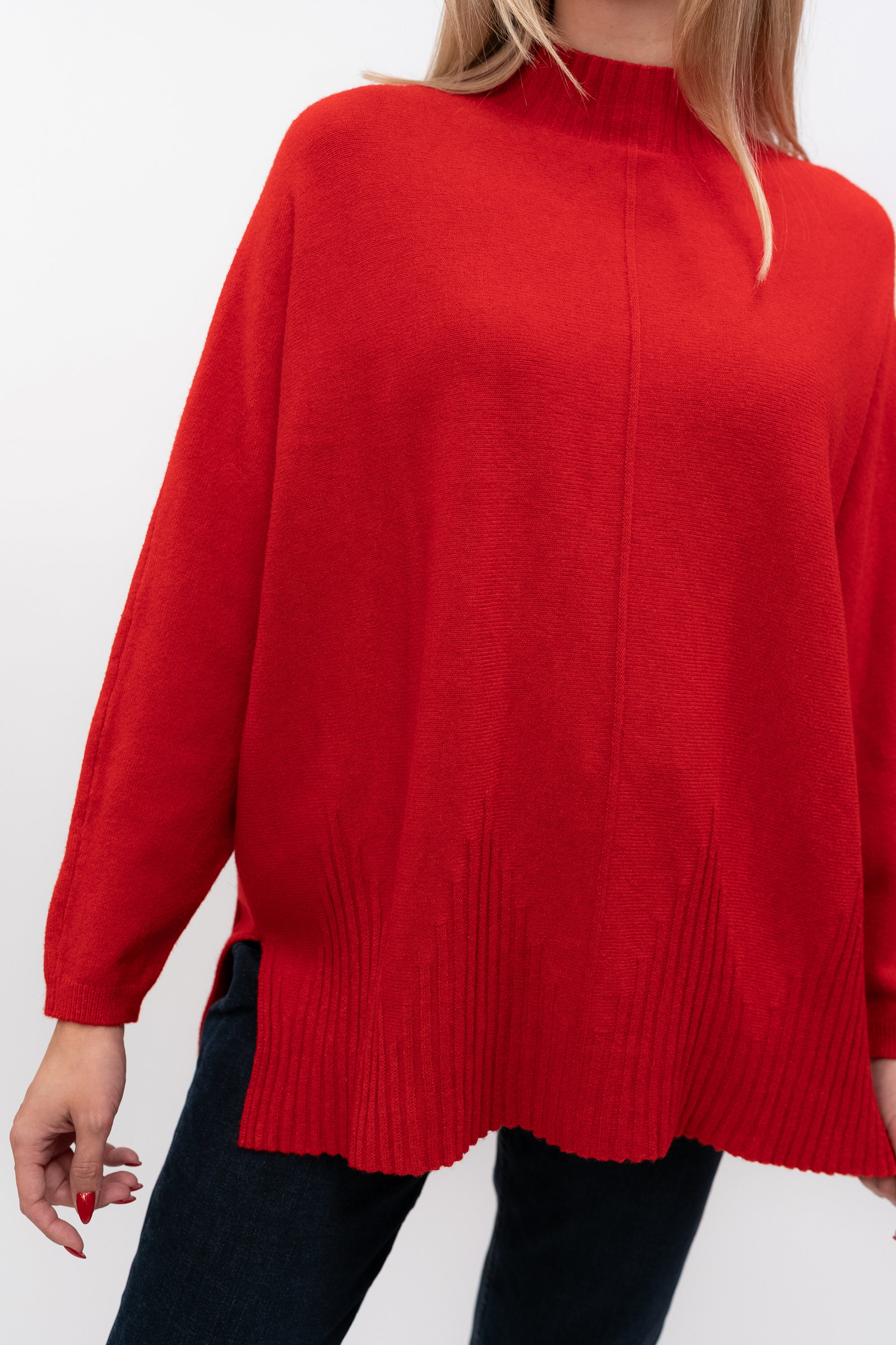 Knitted Sweater with Half Collar