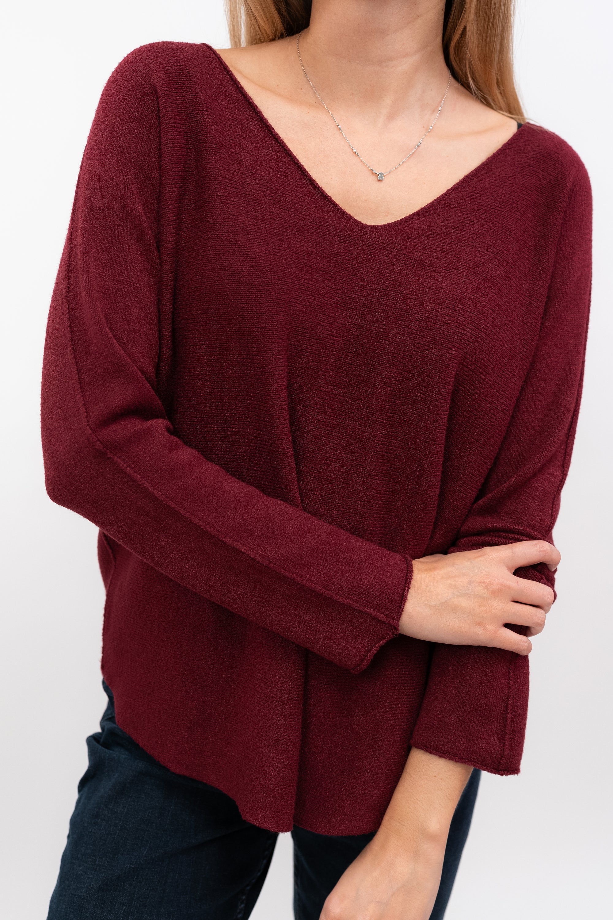 V-neck knitted sweater