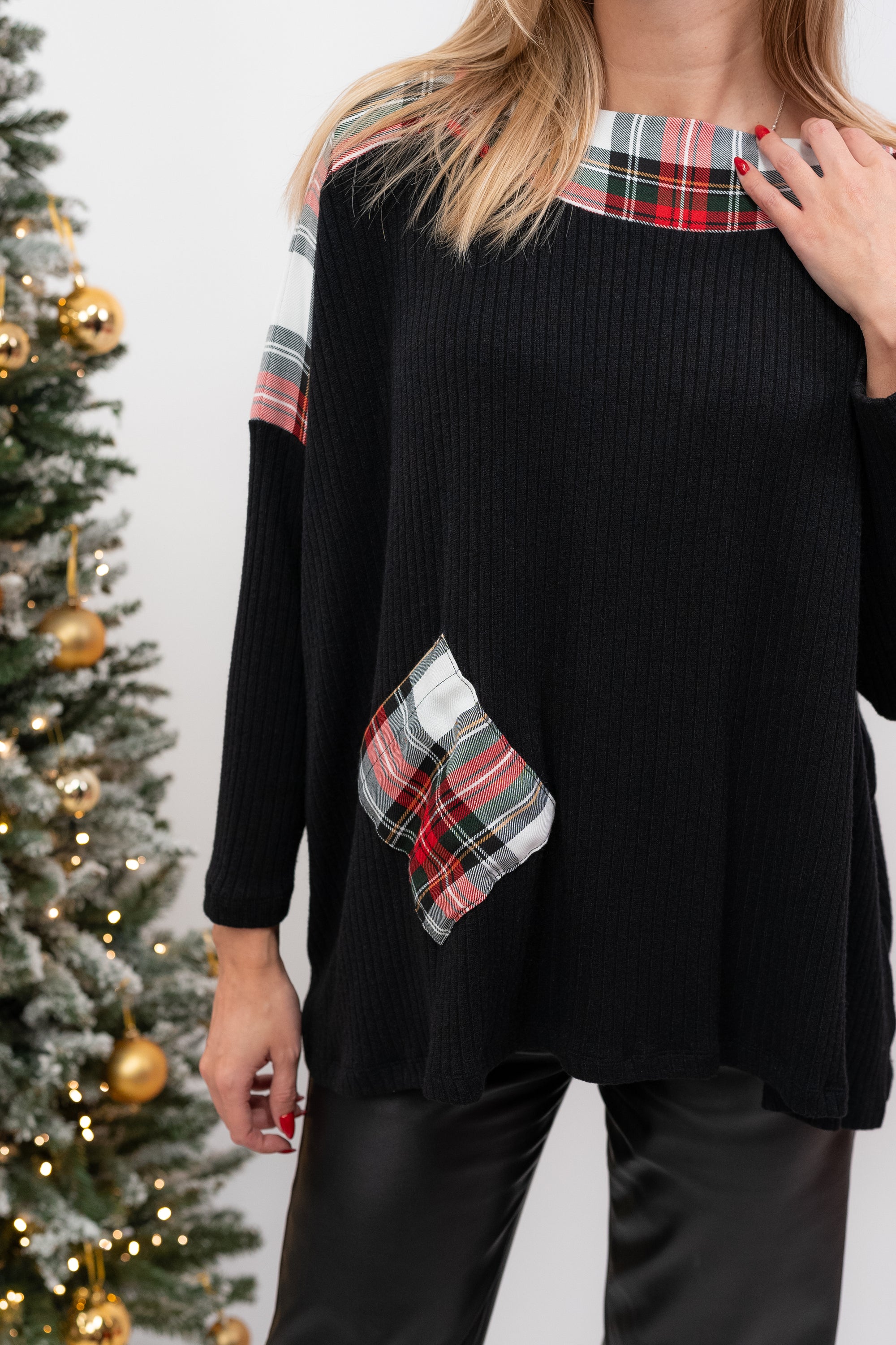Plaid Knit Tunic