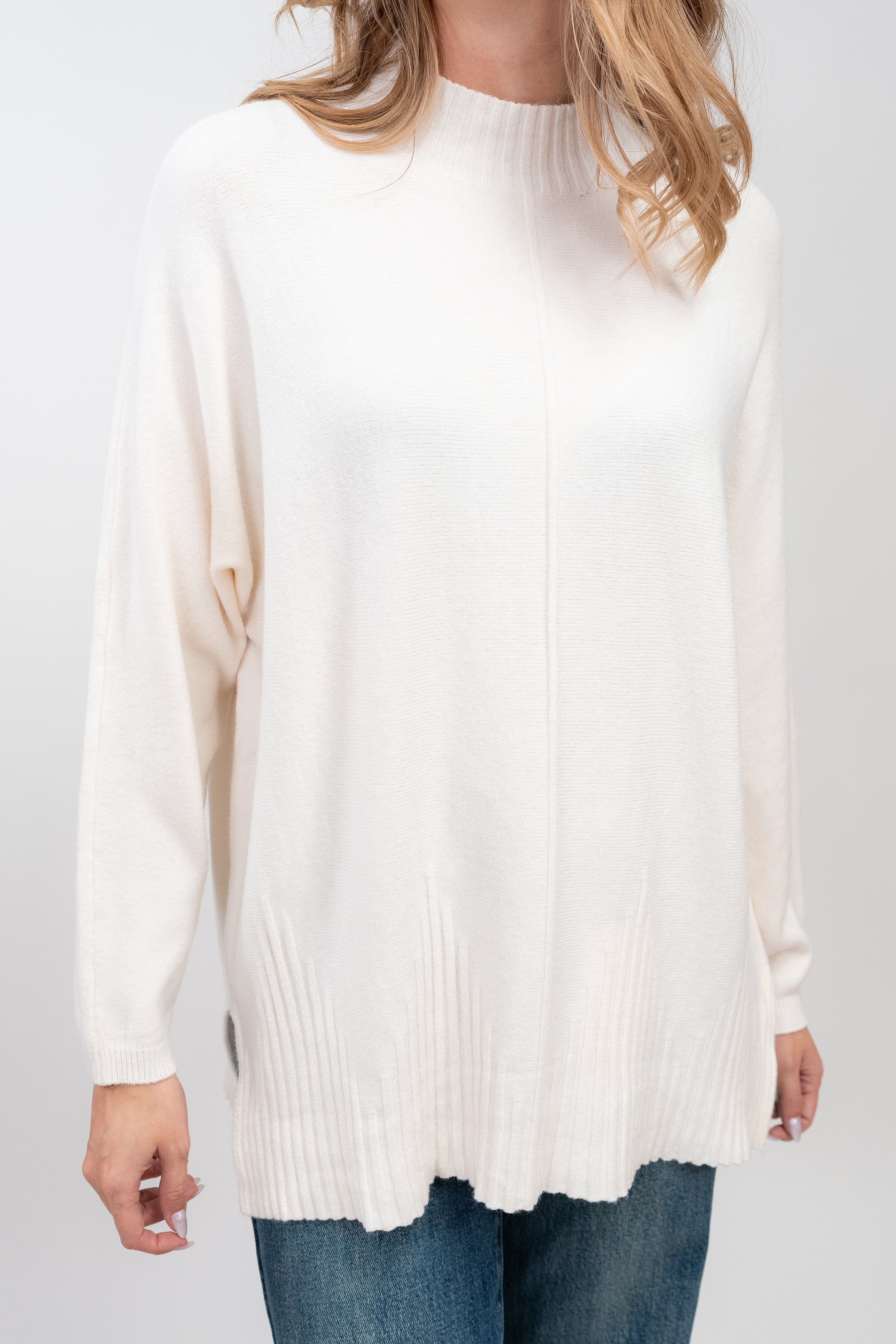 Knitted Sweater with Half Collar