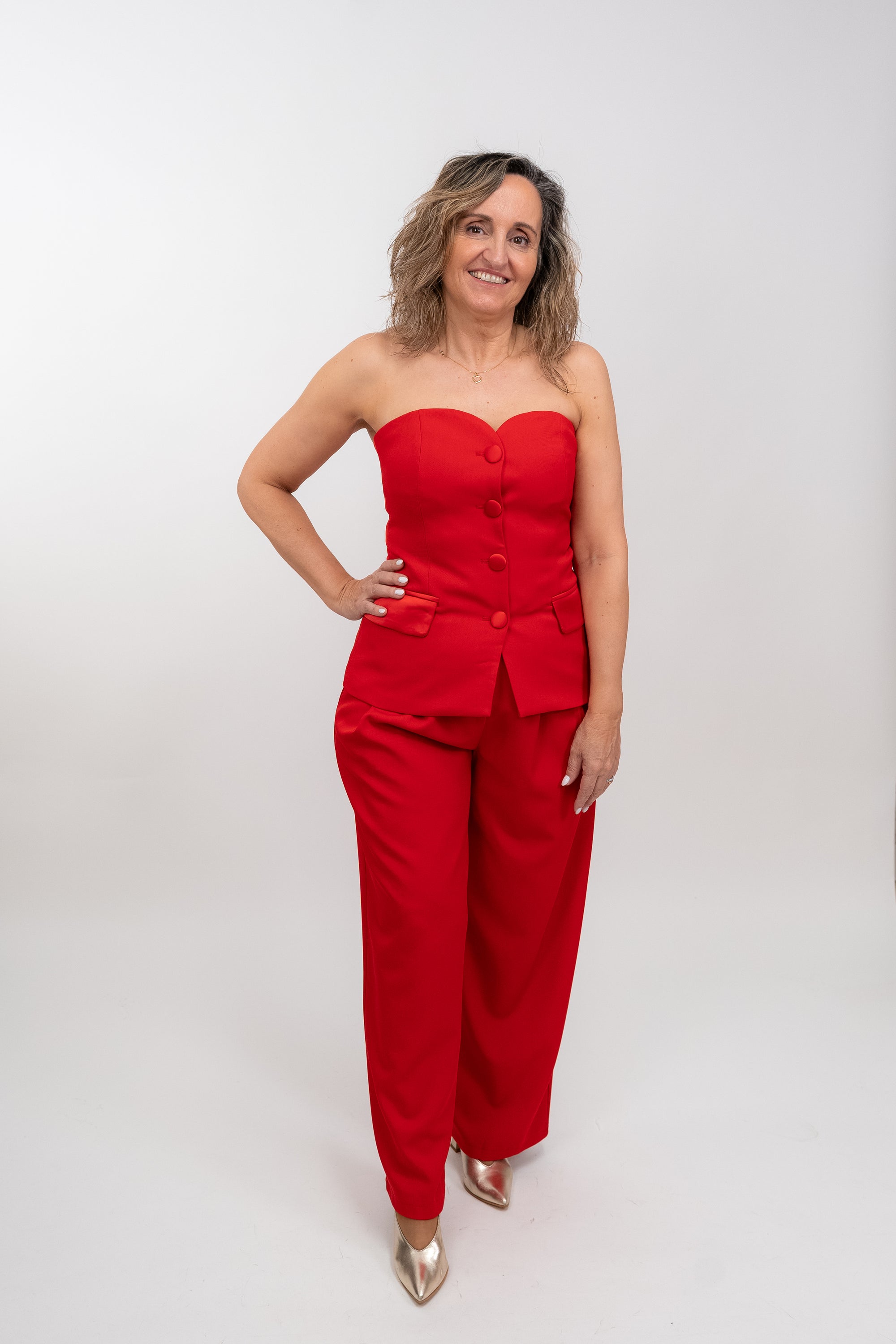 Conjunto Alfaiataria Colete Cai Cai + Calça Larga