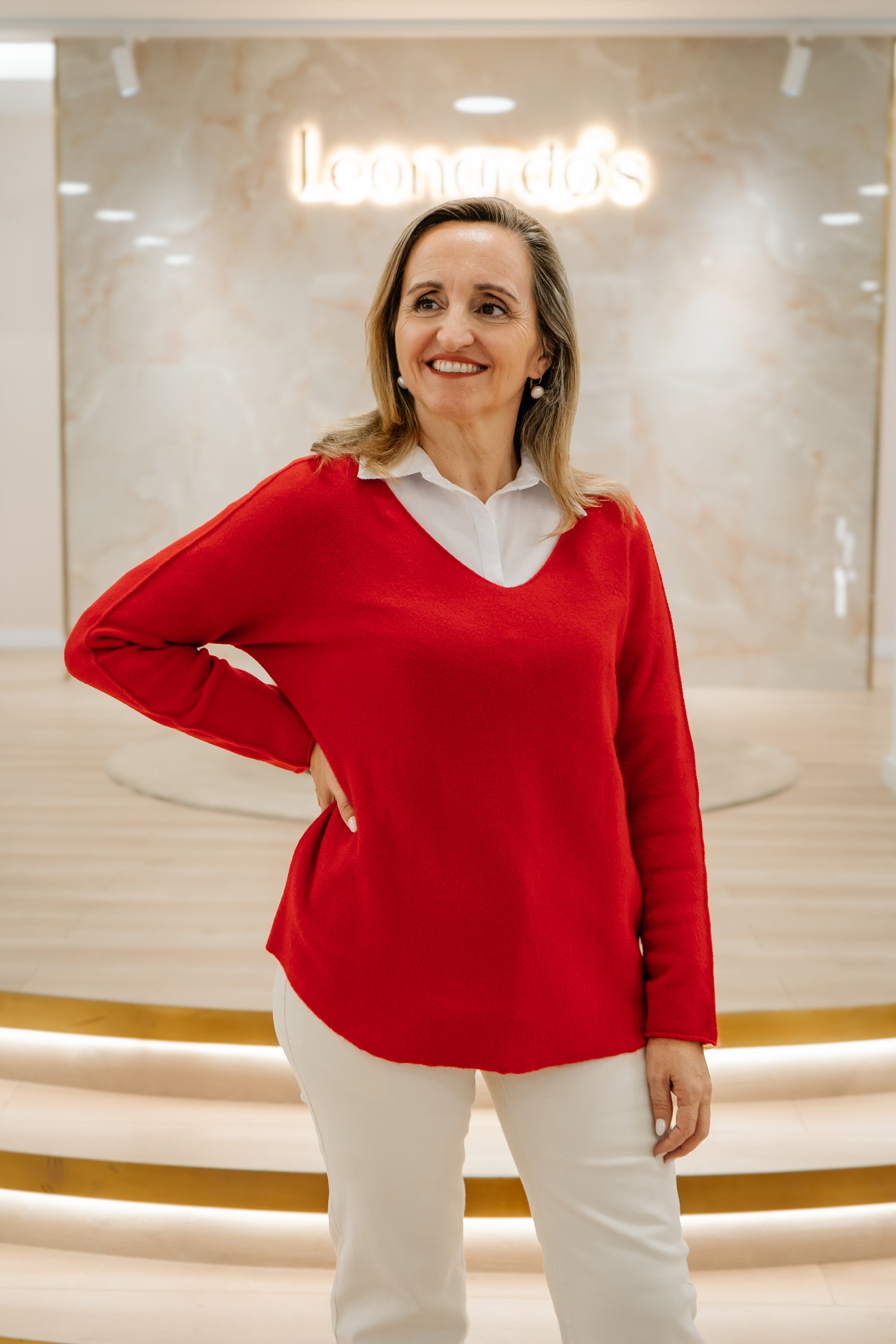 V-neck knitted sweater