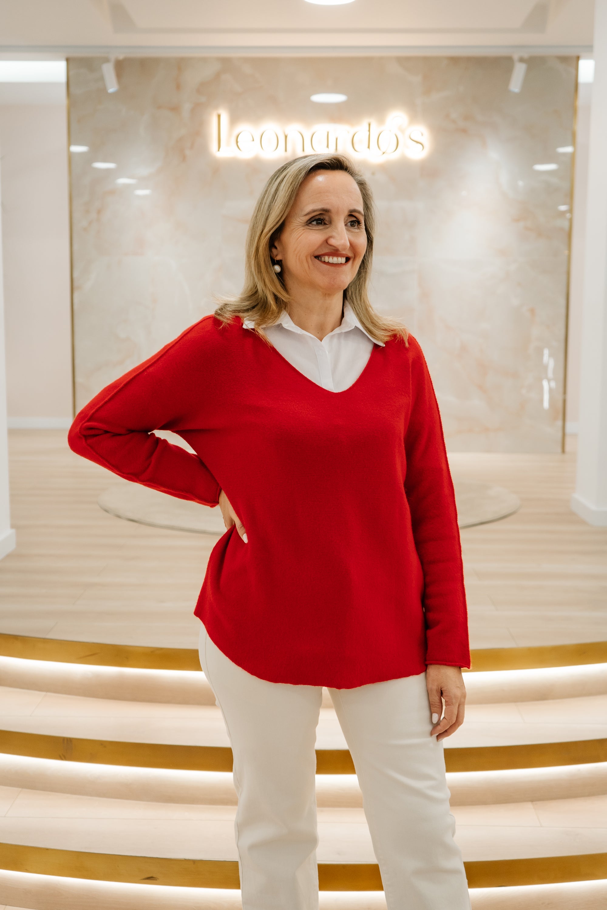 V-neck knitted sweater