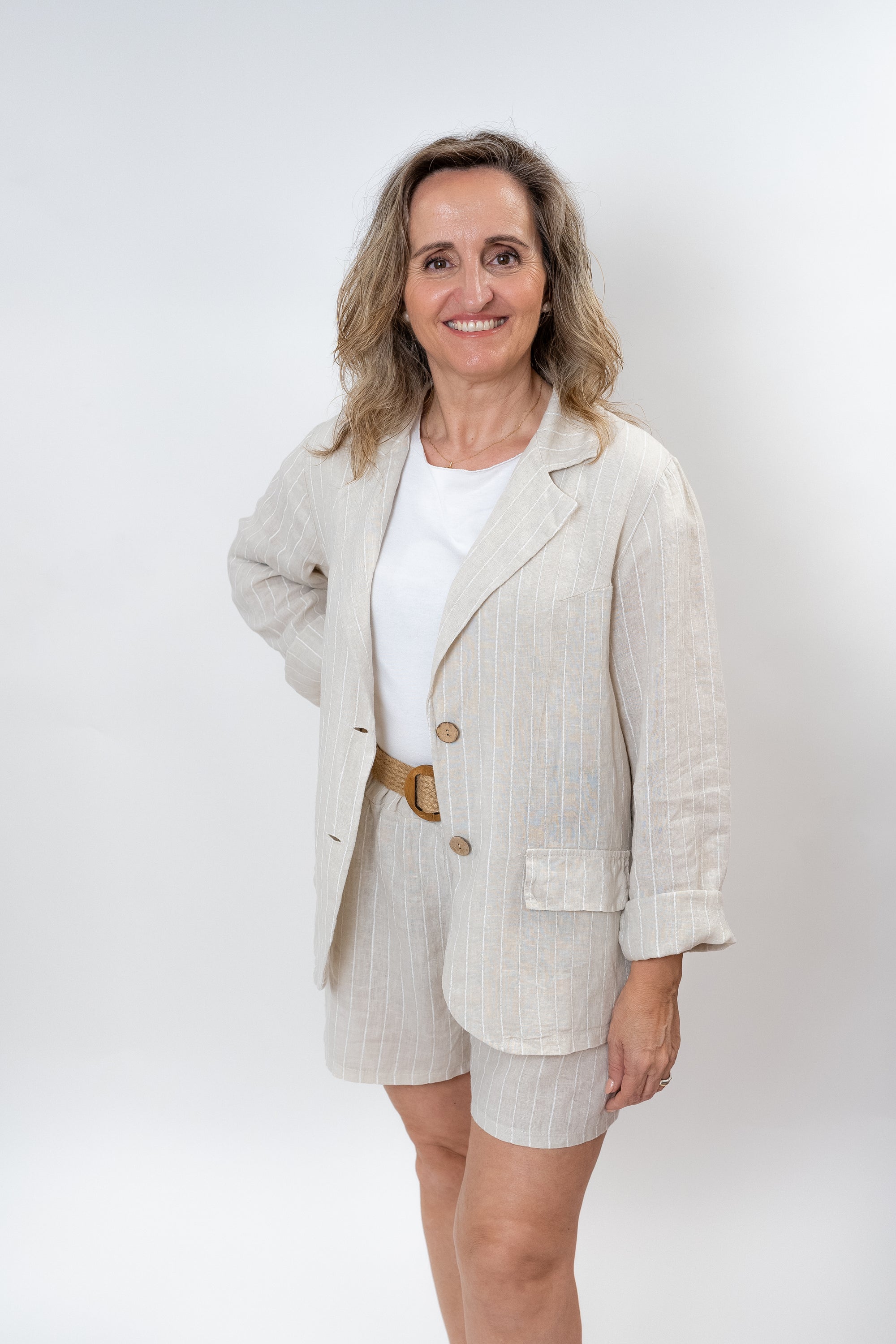 Blazer 100% Linho c/ Riscas