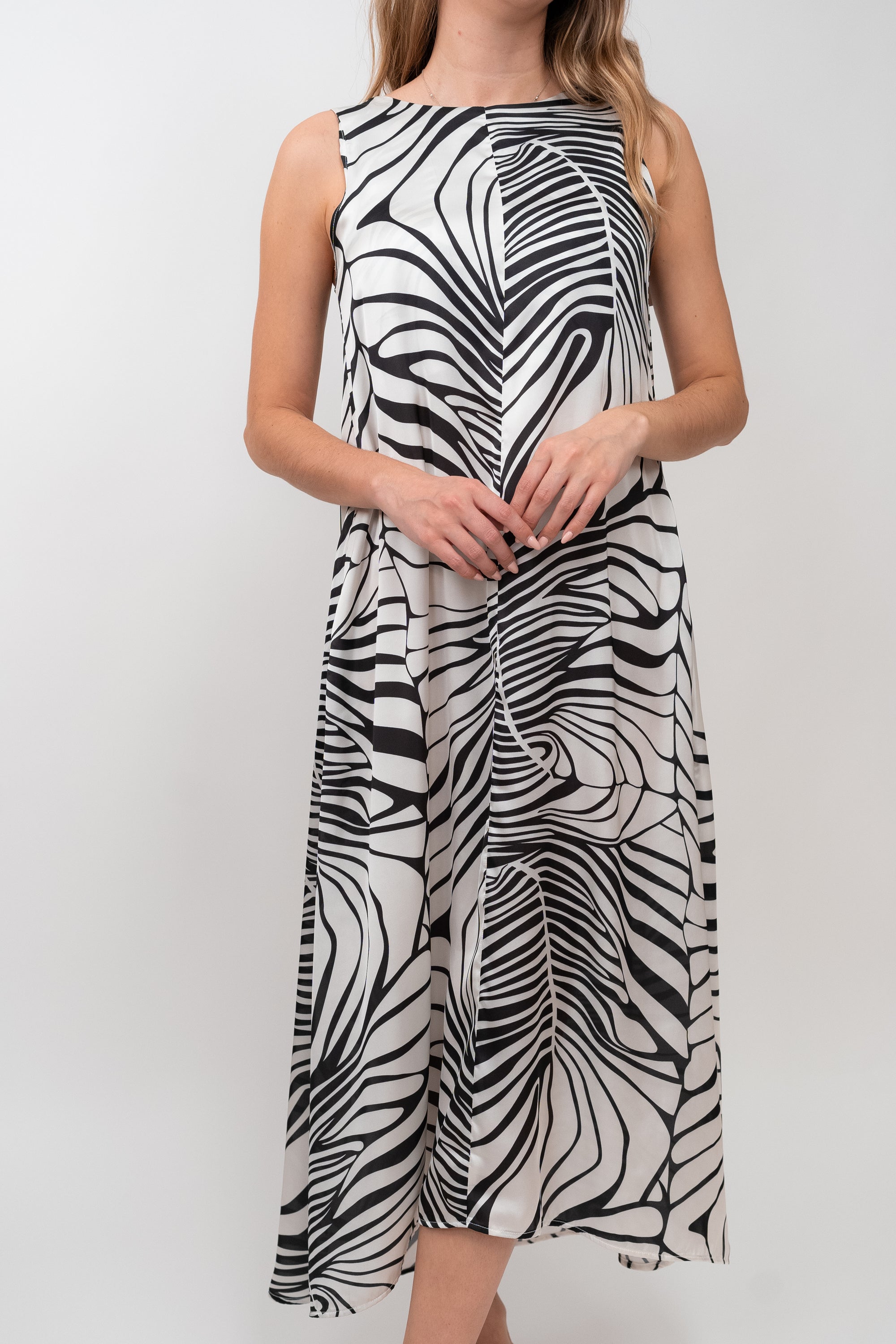 Vestido Midi Acetinado Estampado