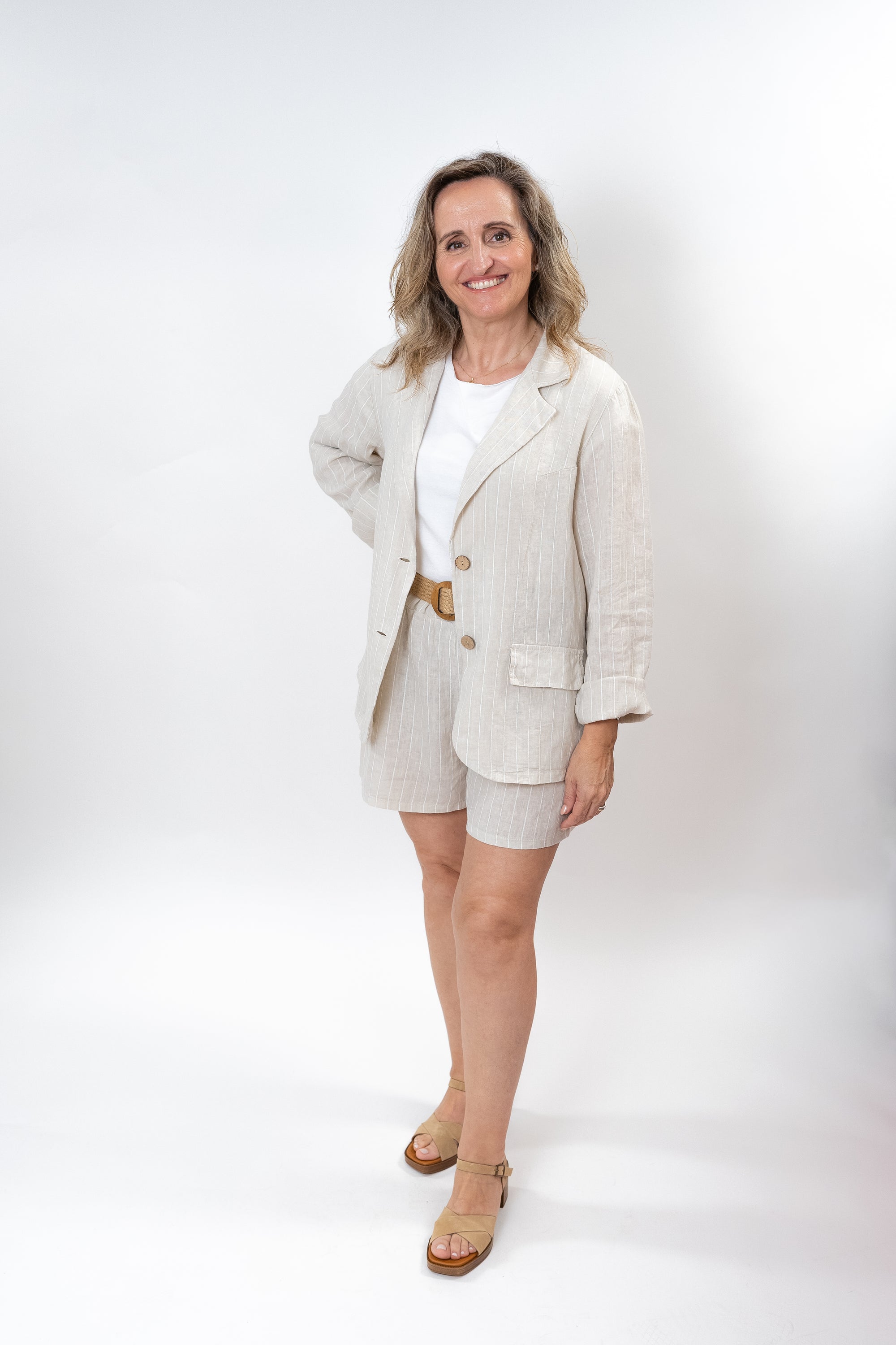 Blazer 100% Linho c/ Riscas