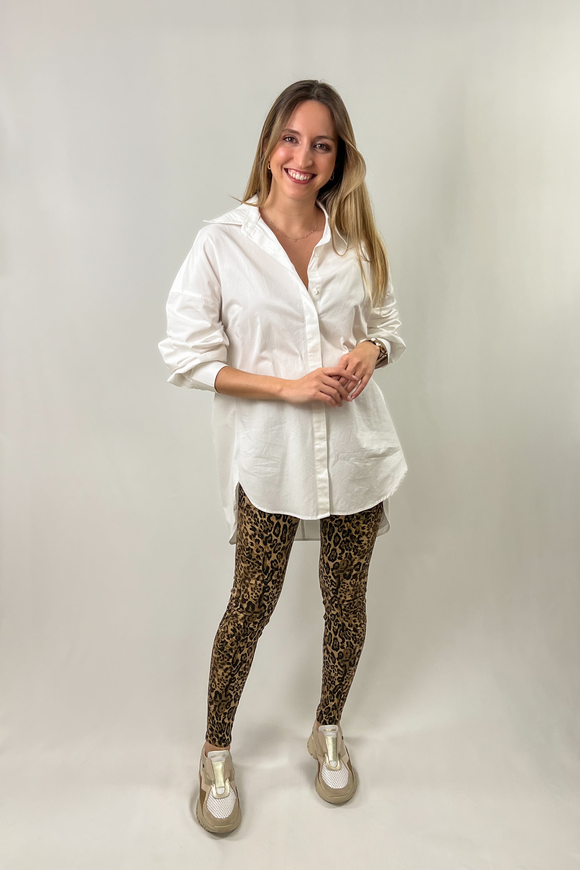 Calças Skinny Fit Estampa Leopardo