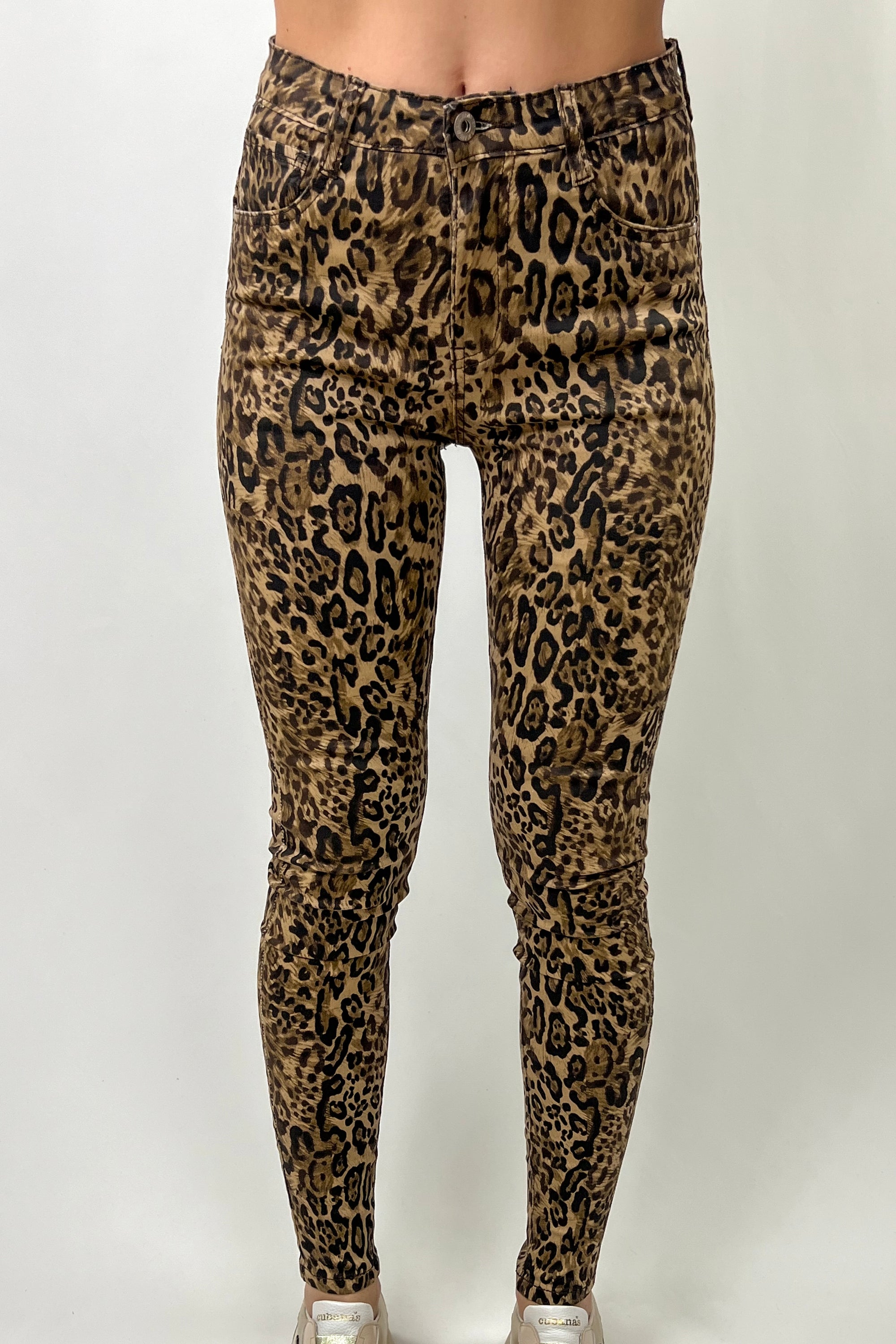 Calças Skinny Fit Estampa Leopardo