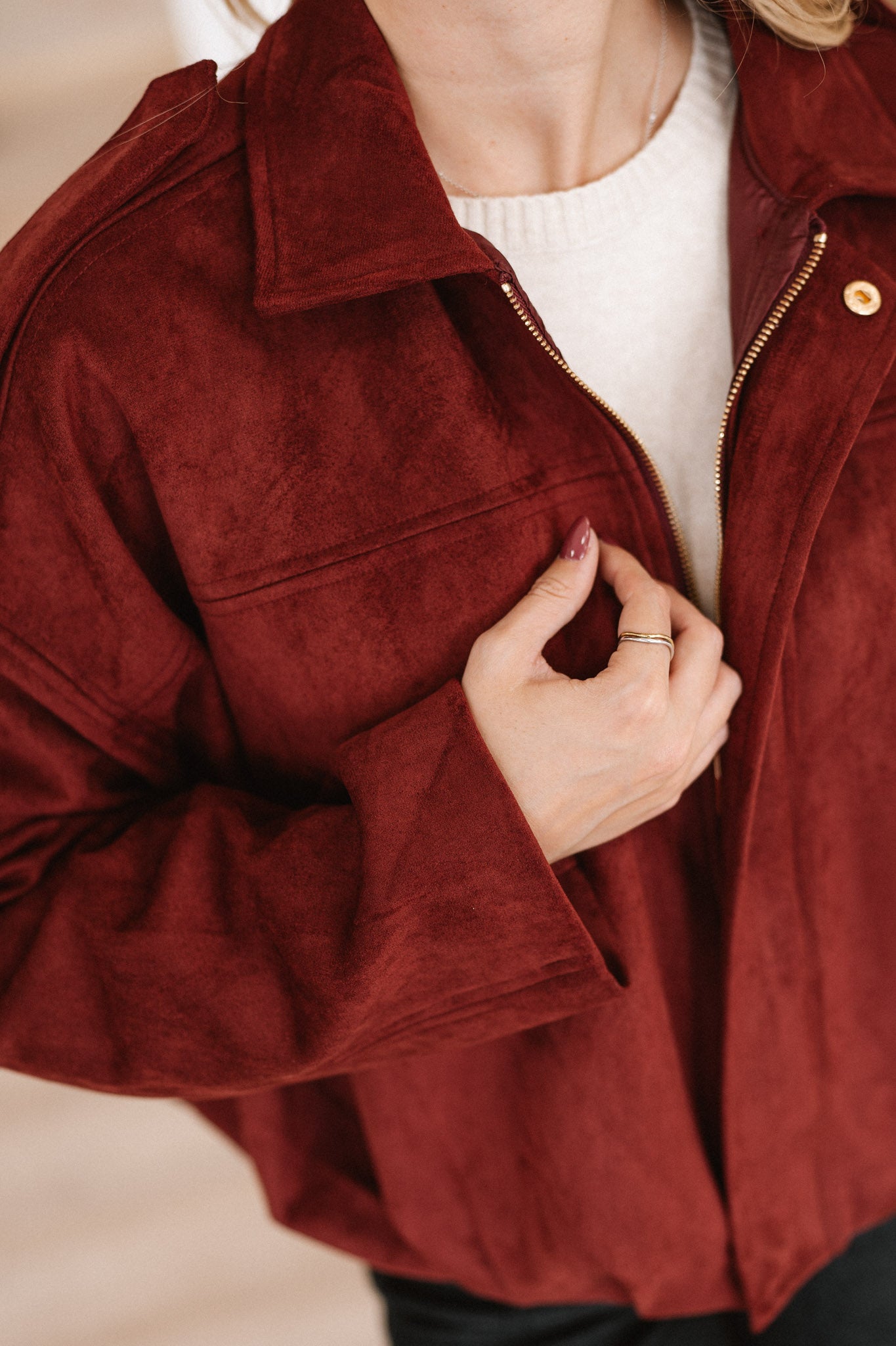 Blusão Pele Efeito Pêssego