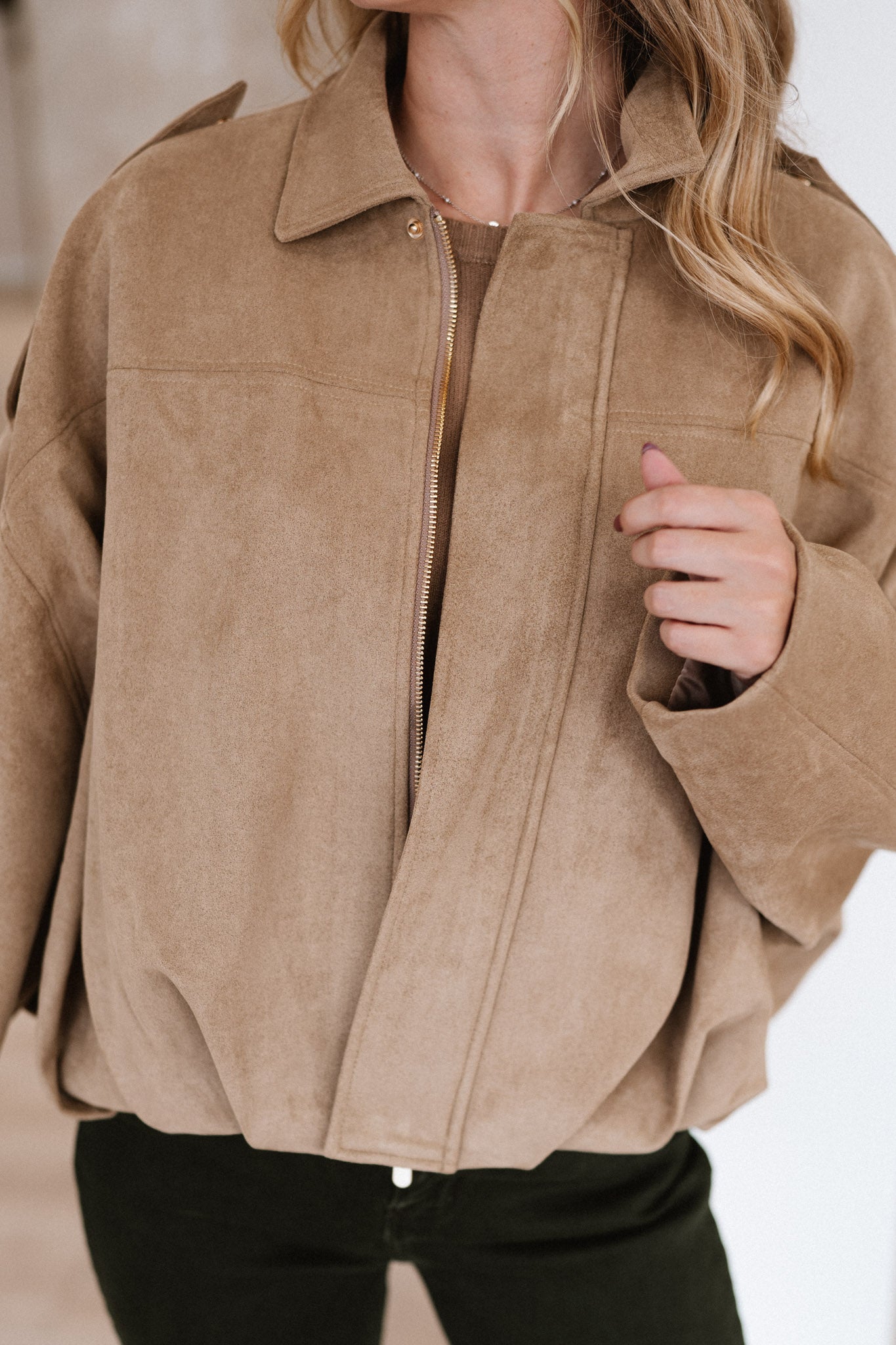 Blusão Pele Efeito Pêssego